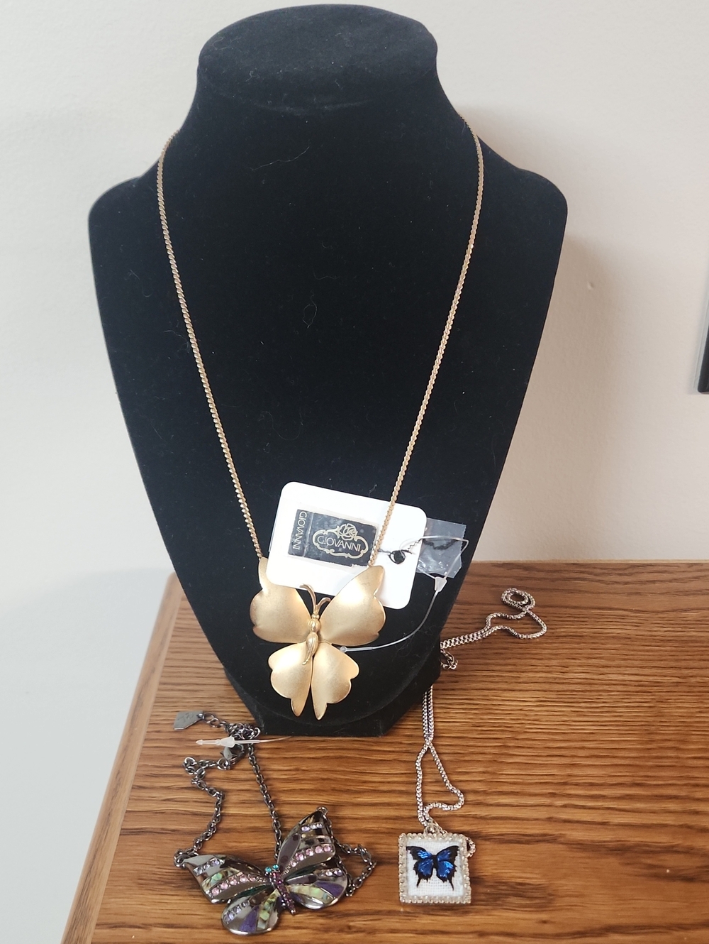 Giovanni Gold, Paul Lane And Embroidered Butterfly Necklaces-3